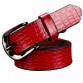 Genuine Leather Designer Crocodile Print Belt - 32363985541