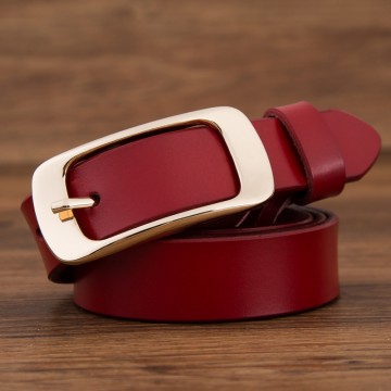 Genuine Leather Pin Buckle Belt - 32699382909