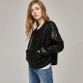 Casual Long Sleeve Button Slim Coat Fashion Faux Leather Bomber Jacket - 32819617121