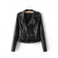 Quality Ladies Basic Street  ShortFaux Leather Jacket - 32785631721