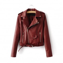 Quality Ladies Basic Street  ShortFaux Leather Jacket 
