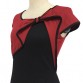 Elegant Vintage Red/Black Patchwork Pencil Dress