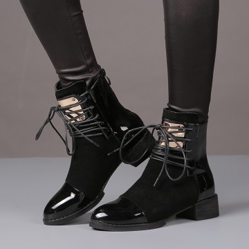 Sexy Leather Ankle Boots - 32706381247