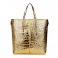3Pcs Luxury Alligator Crocodile Women Leather Handbag Set Famous Brand Women Shoulder Bags Ladies Handbags Purse Clutch Bag Gold