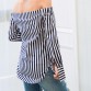 Fashionable Striped Off The Shoulder Blouse - 32718624549