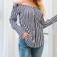 Fashionable Striped Print Off the Shoulder Blouse