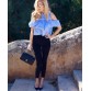 Sexy Cold Shoulder Ruffles Blouse - 32737261539