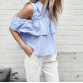 Sexy Cold Shoulder Ruffles Blouse