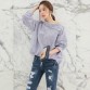 Sexy Striped Strapless Loose Long-Sleeved Blouse - 32790371281