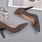 Chic Suede Genuine Leather Pointed Toe Pumps - 32703931447