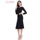 Beautiful Simple Long Sleeve Round Neck Fishtail Cocktail Dress