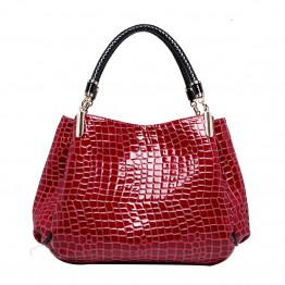 Luxury Leather Crocodile Print Shoulder Bag