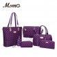 Beautiful Diamond Lattice Oxford Shoulder Bags   Tote Bag Handbag+Crossbody Bag+Wallet+Purse 6 sets - 32607281875