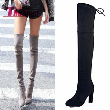 Chic Faux Suede Slim Boots - 32725865801