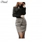 Elegant Black Blouse and Skirt - 32792190748