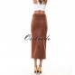 Chic Brown Suede Midi Skirt - 32715577396