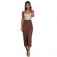 Chic Brown Suede Midi Skirt