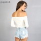 Sexy Off The Shoulder White Cotton Long Sleeve Top - 32721038374