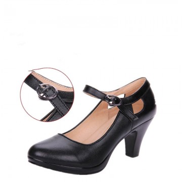 Chic Genuine Leather Square Heel Pumps - 1854641445