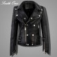 Genuine Leather Jacket Women Real Sheepskin Punk Rock - 32660059688