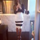 HOT Striped Over Knee Length Demi Bandage Skirt