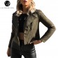 Casual Suede Leather Jacket Ruffle Long Sleeve 