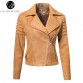Casual Suede Leather Jacket Ruffle Long Sleeve 