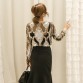 Chic Black/Beige Beading and Sequined Elegant Top