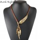Vintage Alloy Feather Necklace Pendant - 32673943711