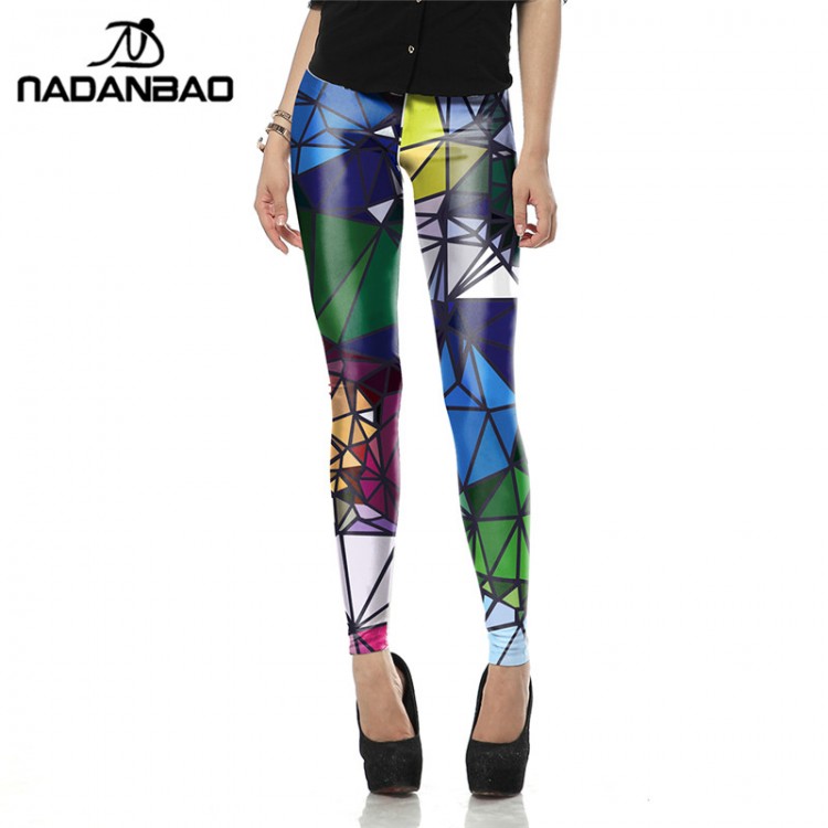 Nadanbao Wholelsales New Fashion Women Leggings 3d Printed Color Legins Ray Fluorescence Leggins