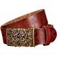 Genuine Leather Vintage Floral Metal Buckle Belt - 32378077867