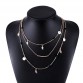 Beautiful Multi Layer Gold Silver Chain Beads Leaves Pendant Necklace