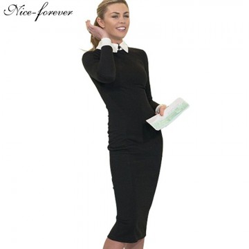 Attractive Turn-down Collar Fit Business Dress