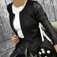 Faux Leather Casual Zip Long Sleeve Chic Stylish Jacket - 32798225862
