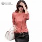 Real Women Leather Jacket  Pockets Zipper Turn-down Collar Slim - 32816509171