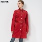 Women s Genuine Leather jacket Red Trench Coat - 32811784744