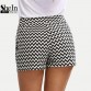 Chic Mid Waist Black And White Cotton Straight Shorts - 32693010442