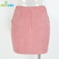 Stylish High Waist Suede Lace Up Skirt - 32719810357