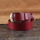 Top Quality Genuine Leather Women Belt Solid Brass Pin Buckle Red Belt - 32777564229