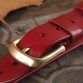 Top Quality Genuine Leather Women Belt Solid Brass Pin Buckle Red Belt - 32777564229