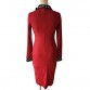 Stylish Patchwork Long Sleeve V-Neck Dress - 32692601569