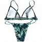 Stylish Brazilian Leaf Print Bikini - 32783620773