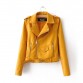 Color faux  leather short motorcycle jacket zipper pockets sexy punk coat - 32712715038